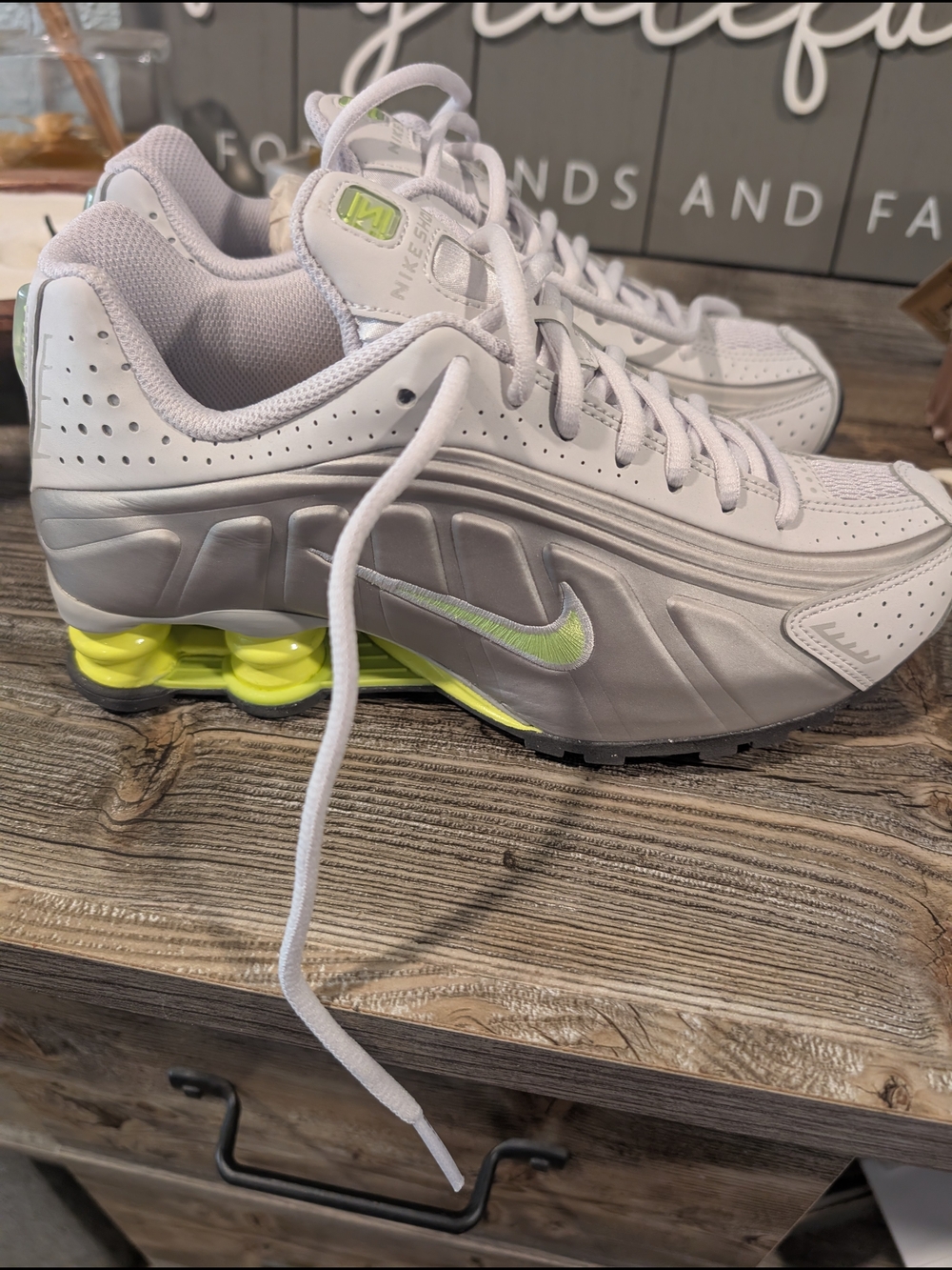 Nike White Sneakers with Neon Yellow Details
